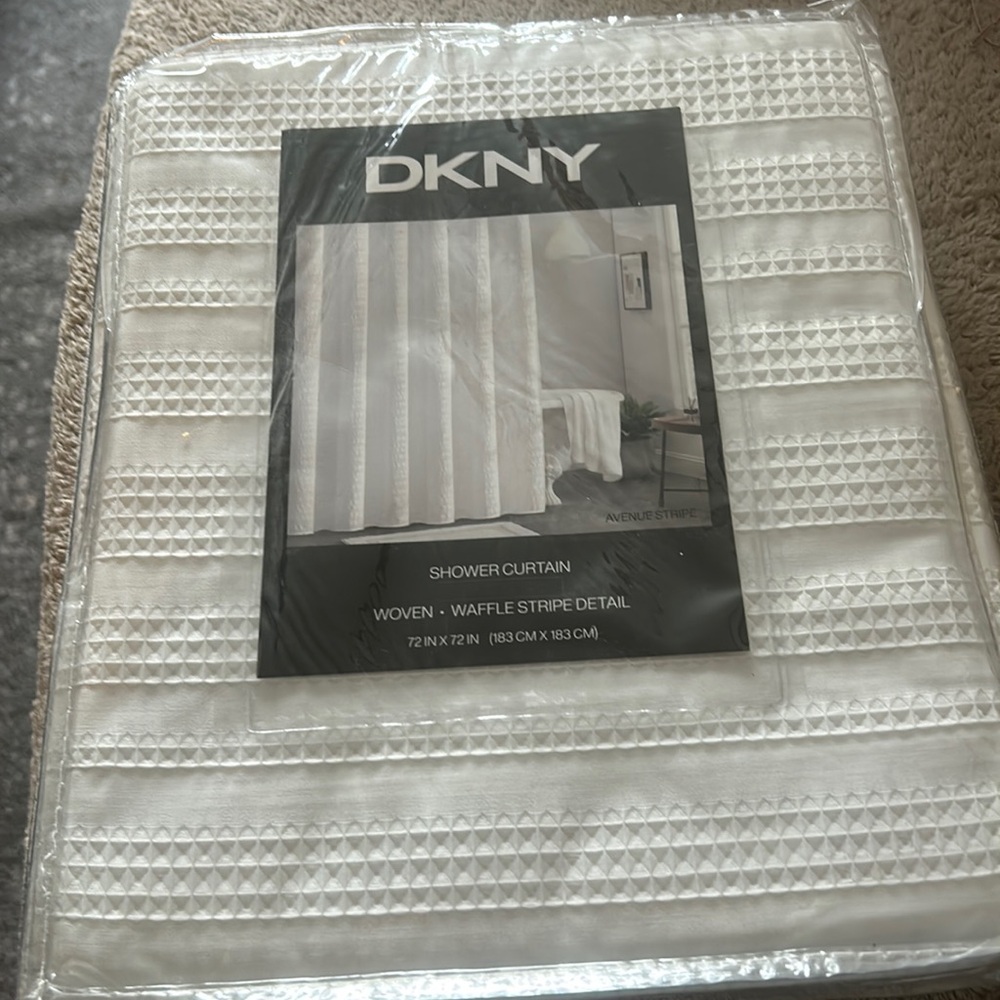 DKNY New :Chenille Stripe Cotton Single Shower Curtain